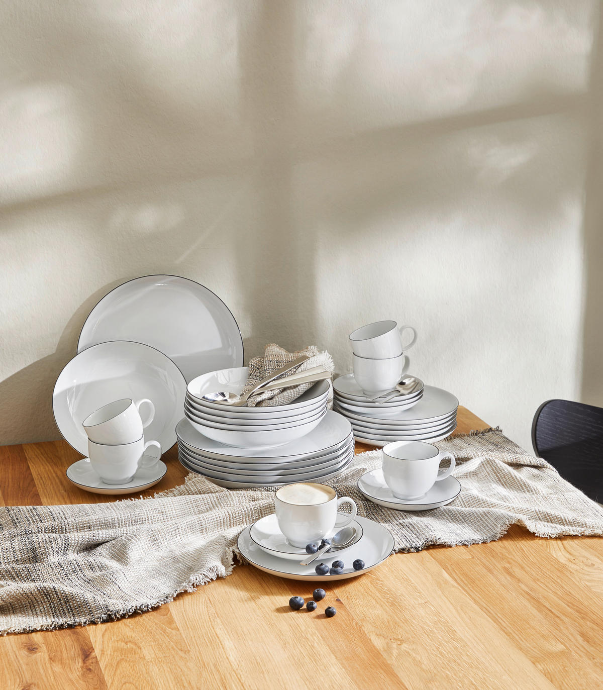 KOMBINOVANÝ SERVIS, 30-dielne, porcelán - čierna/biela, Basics, keramika - Seltmann Weiden