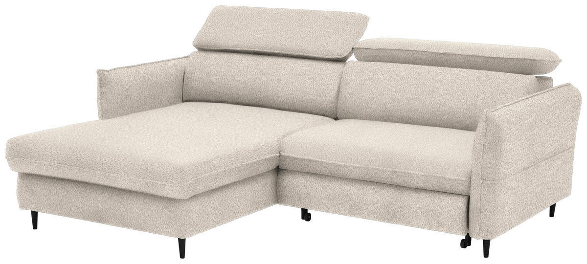 ECKSOFA inkl. Funktionen Beige Flachgewebe  - Beige/Schwarz, Design, Holz/Textil (185/232cm) - Stylife
