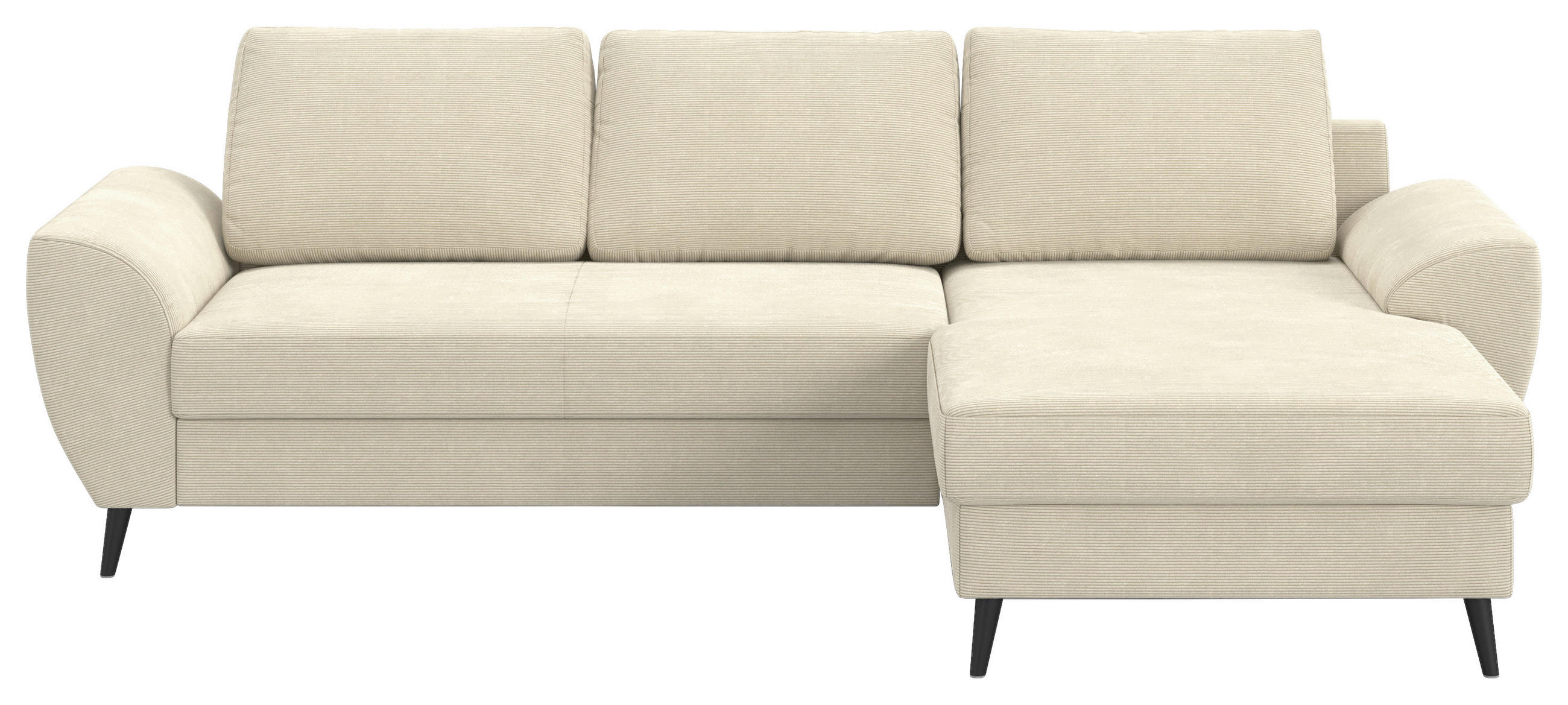 ECKSOFA TERRA Beige Cord Rückenkissen, Bettkasten  - Beige/Schwarz, Trend, Textil/Metall (255/154cm) - MID.YOU
