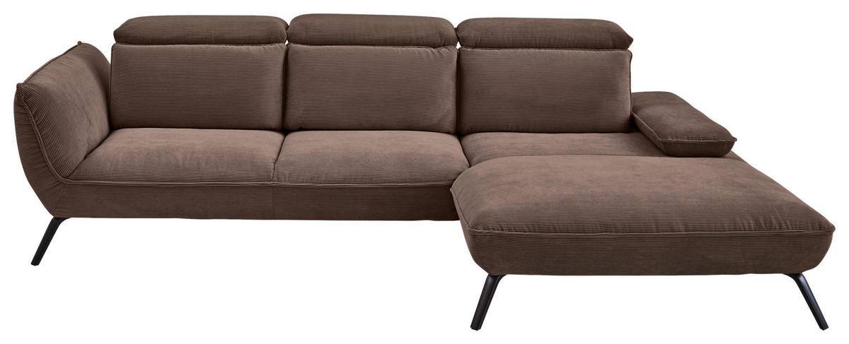 ECKSOFA in Cord Taupe  301/196 cm  - Taupe/Schwarz, Design, Textil/Metall (301/196cm) - Moderano