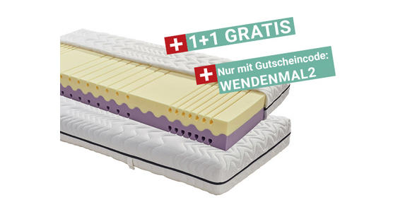 Wendematratze Two In One 90x200cm H2/H3 - Weiß, MODERN, Textil (90/200cm) - Primatex