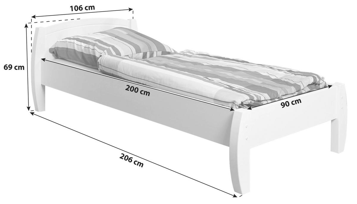 POSTEĽ, 90/200 cm biela - biela, Konventionell, drevo (90/200cm) - MID.YOU
