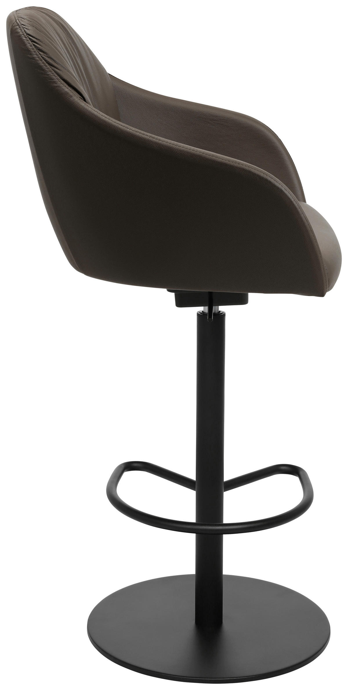 BARHOCKER in Metall, Leder Braun  - Schwarz/Braun, Design, Leder/Metall (59/109,5-120/42cm) - Johann Jakob