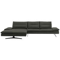 ECKSOFA in Echtleder Graphitfarben  158/342 cm  - Schwarz/Graphitfarben, MODERN, Leder/Metall (158/342cm) - Chilliano