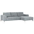 ECKSOFA  in Cord Hellgrau  285/170 cm  - Hellgrau/Schwarz, KONVENTIONELL, Textil/Metall (285/170cm) - Carryhome
