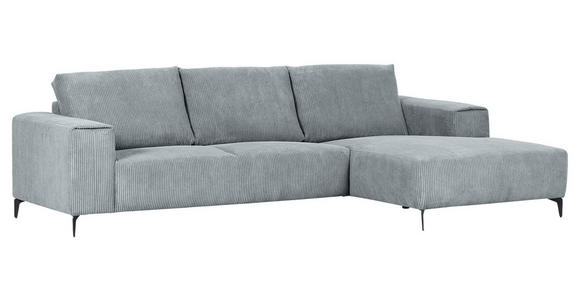 ECKSOFA  in Cord Hellgrau  285/170 cm  - Hellgrau/Schwarz, KONVENTIONELL, Textil/Metall (285/170cm) - Carryhome