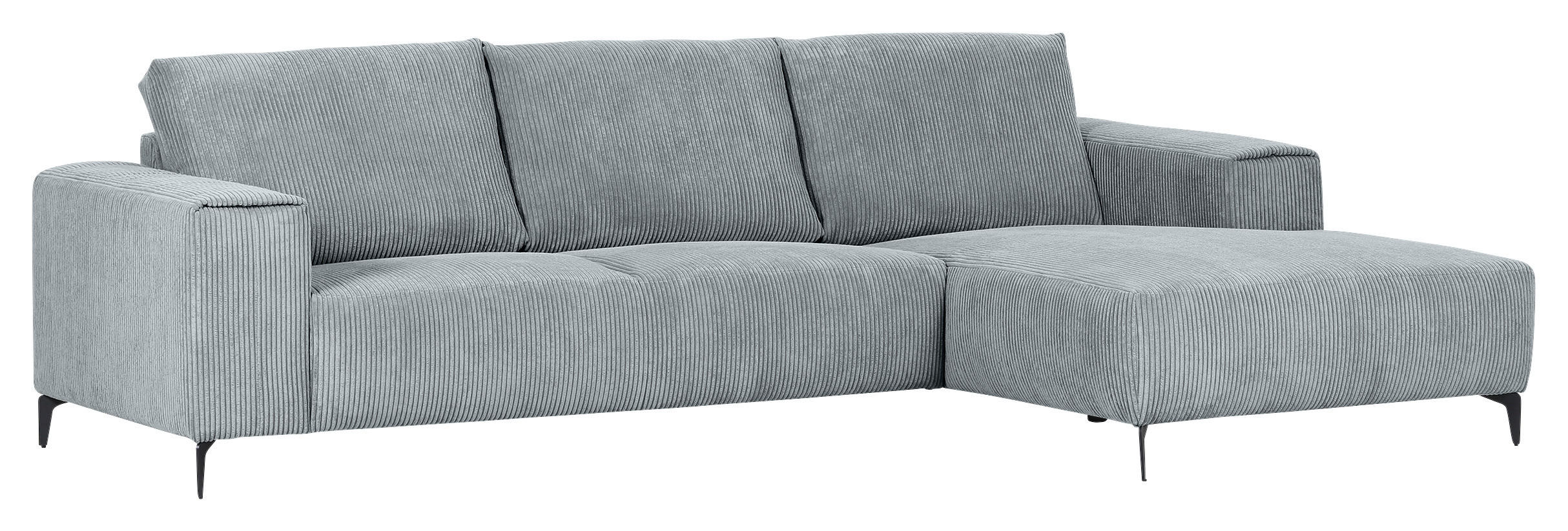 ECKSOFA in Cord Hellgrau  - Hellgrau/Schwarz, Konventionell, Textil/Metall (285/170cm) - Carryhome