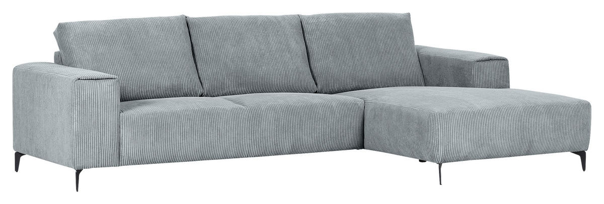 ECKSOFA in Cord Hellgrau  - Hellgrau/Schwarz, Konventionell, Textil/Metall (285/170cm) - Carryhome
