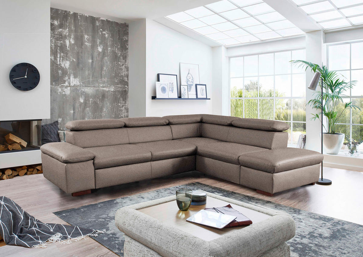 ECKSOFA Flachgewebe Braun  - Braun, Konventionell, Holz/Textil (272/226cm) - Sit & More