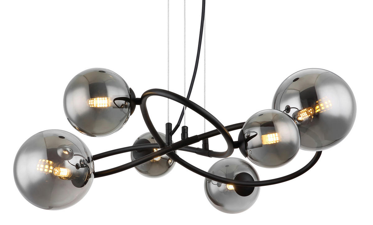 LED-HÄNGELEUCHTE 62,2/58,8/120 cm   - Transparent/Schwarz, Design, Glas/Kunststoff (62,2/58,8/120cm) - Globo