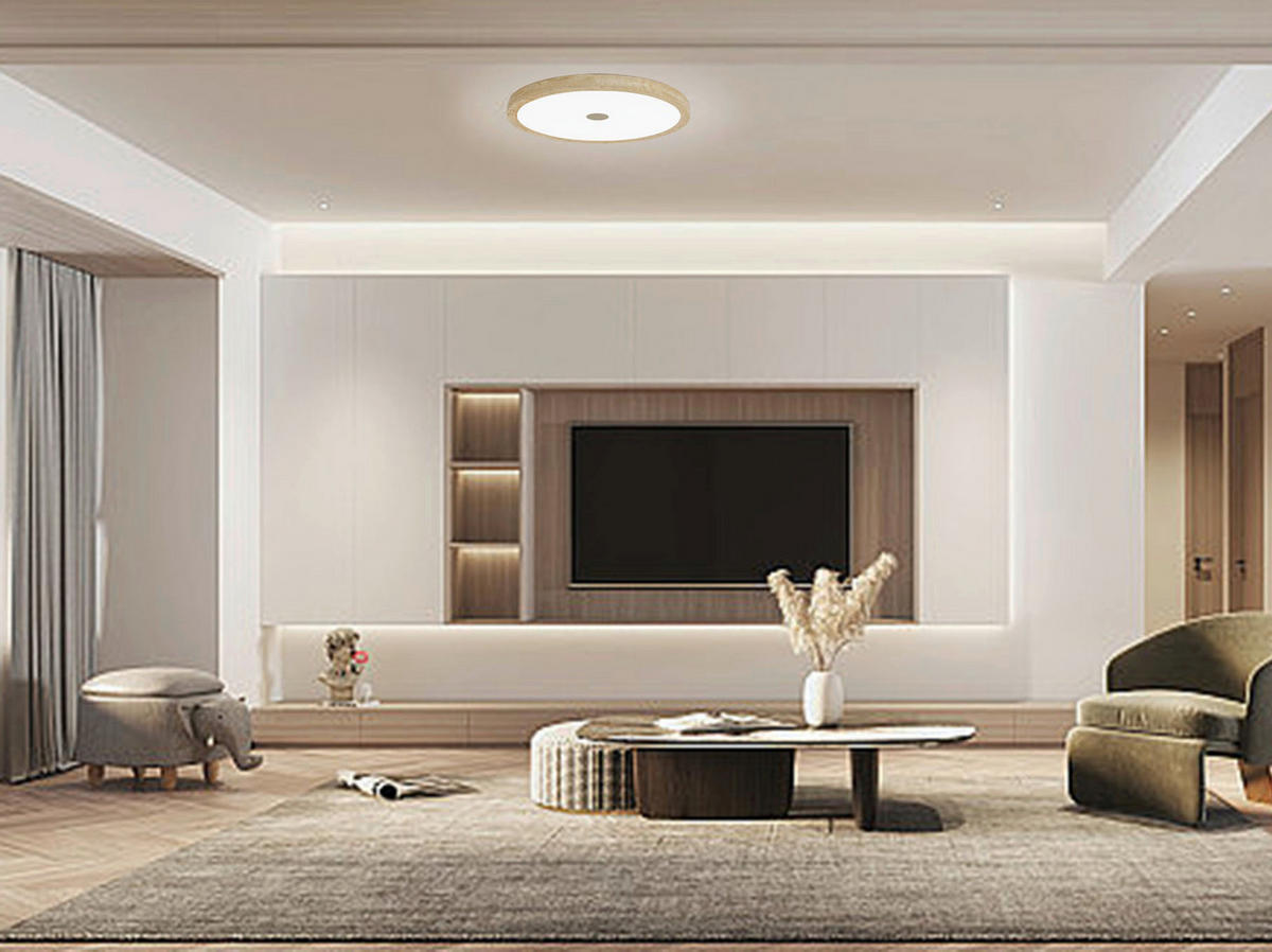 DECKENLEUCHTE 40/7,5 cm  - Sandfarben/Opal, Trend, Kunststoff/Stein (40/7,5cm) - Collet's Monde