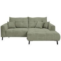 ECKSOFA in Cord Olivgrün  250/175 cm  - Schwarz/Olivgrün, KONVENTIONELL, Textil/Metall (250/175cm) - Carryhome