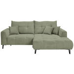 ECKSOFA in Cord Olivgrün  250/175 cm  - Schwarz/Olivgrün, KONVENTIONELL, Textil/Metall (250/175cm) - Carryhome