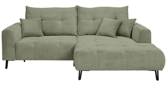 ECKSOFA in Cord Olivgrün 250/175 cm - Schwarz/Olivgrün, KONVENTIONELL, Textil/Metall (250/175cm) - Carryhome