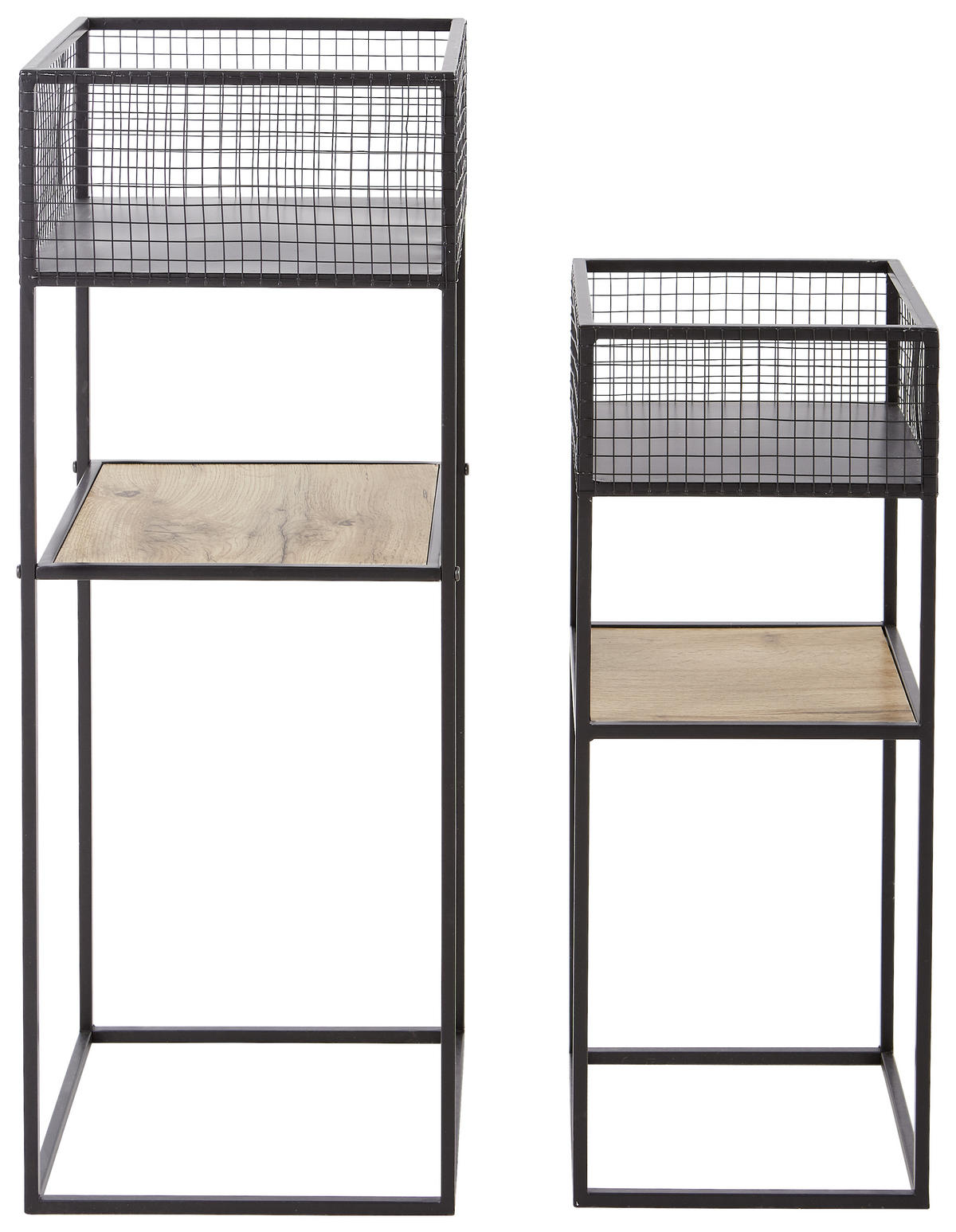 BLUMENSTÄNDER Metall, Holzwerkstoff  - Eichefarben/Schwarz, Trend, Holzwerkstoff/Metall (30,5/25/30/25/80/63cm) - Xora