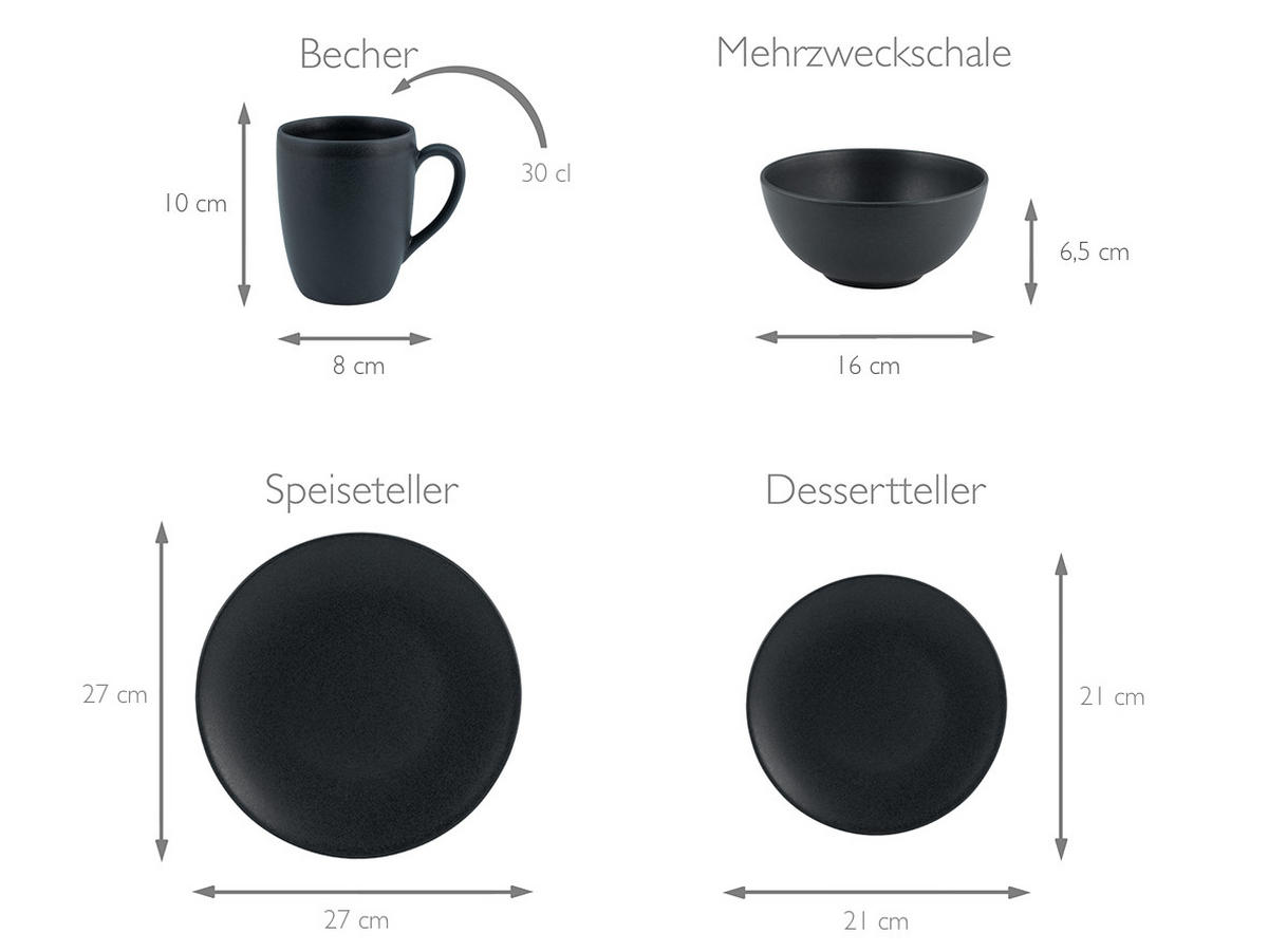 Kombiservice (16-teilig) in bestellen Schwarz