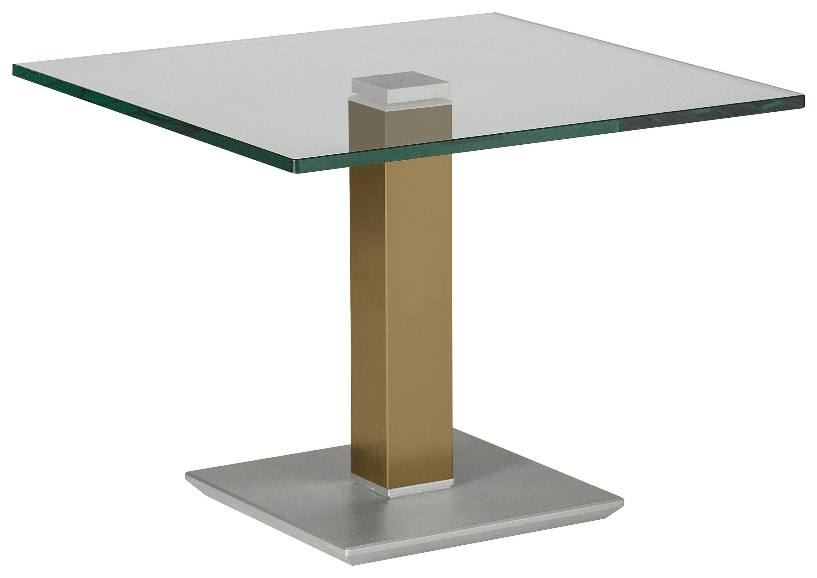BEISTELLTISCH 60/60/46-65 cm Gelb, Edelstahlfarben quadratisch  - Edelstahlfarben/Gelb, Design, Glas/Kunststoff (60/60/46-65cm)