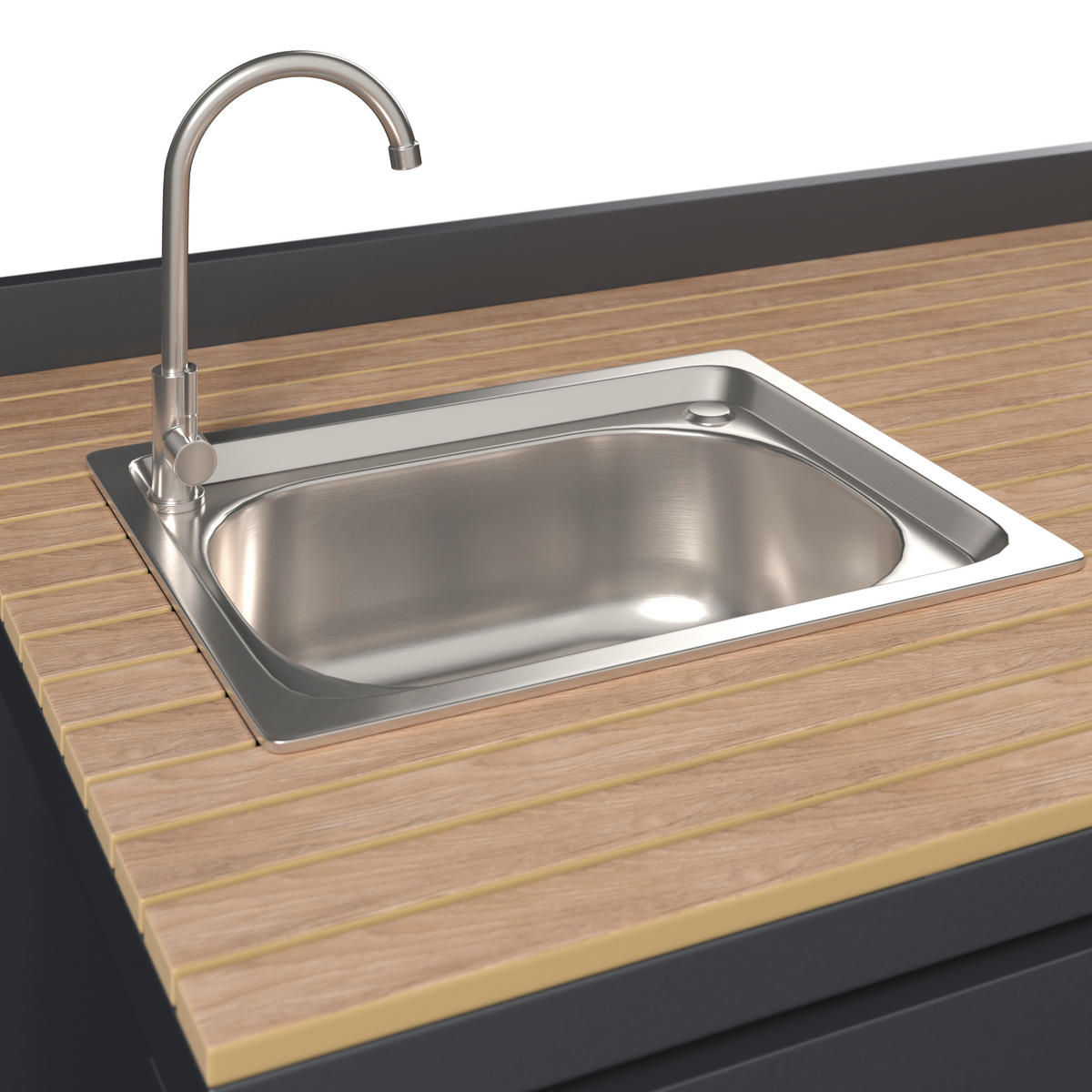 OUTDOORKÜCHE - Anthrazit/Naturfarben, MODERN, Kunststoff/Metall (110/90/61cm) - Ambia Garden