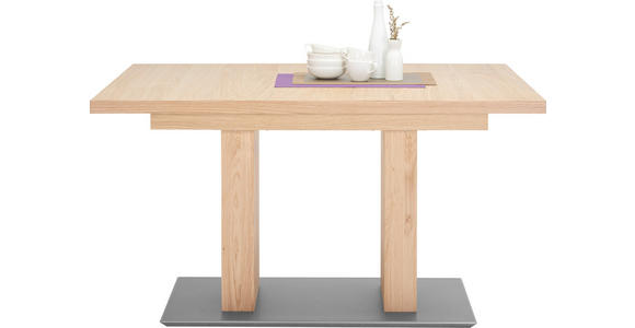 ESSTISCH in Holz, Metall, Holzwerkstoff 120-168/80/75 cm - Edelstahlfarben/Eichefarben, KONVENTIONELL, Holz/Holzwerkstoff (120-168/80/75cm) - Moderano