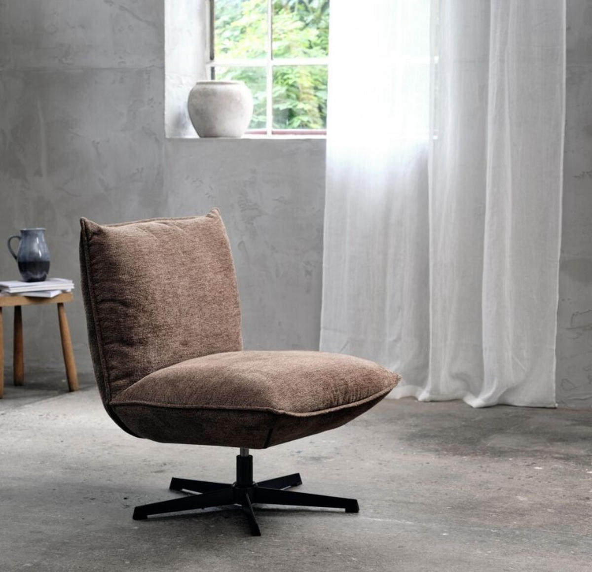 FÅTÖLJ i metall, textil brun, svart  - brun/svart, Design, metall/textil (70/88/83cm) - Best Price