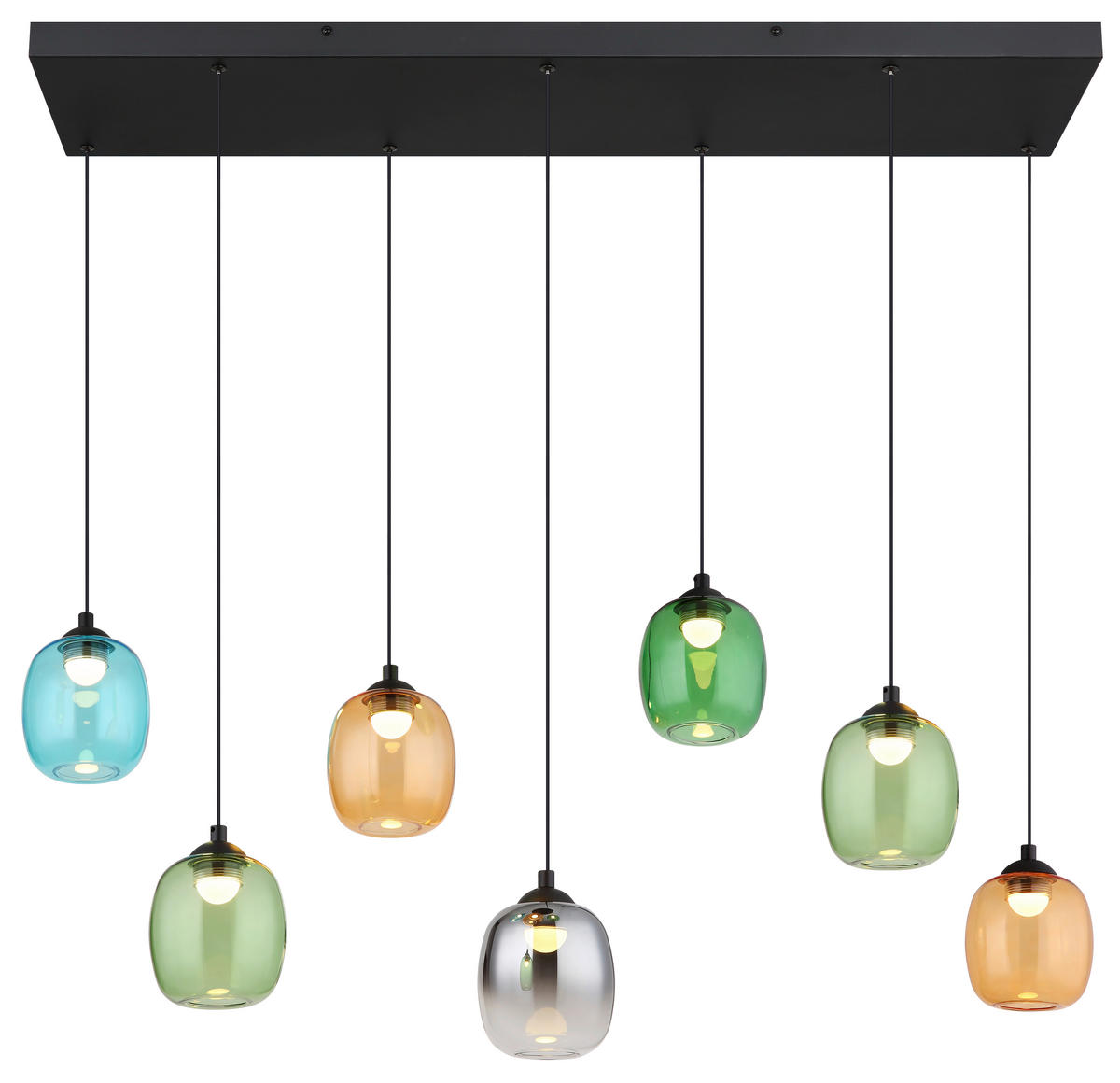 LED-HÄNGELEUCHTE MINARA 102/32/150 cm   - Blau/Dunkelgrün, LIFESTYLE, Glas/Kunststoff (102/32/150cm)