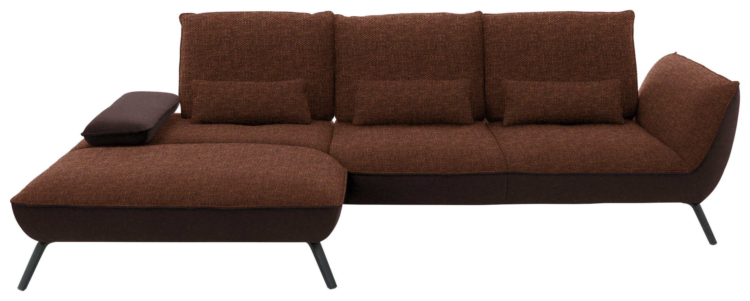 ECKSOFA in Flachgewebe Kupferfarben  - Schwarz/Kupferfarben, Design, Textil/Metall (191/301cm) - Moderano