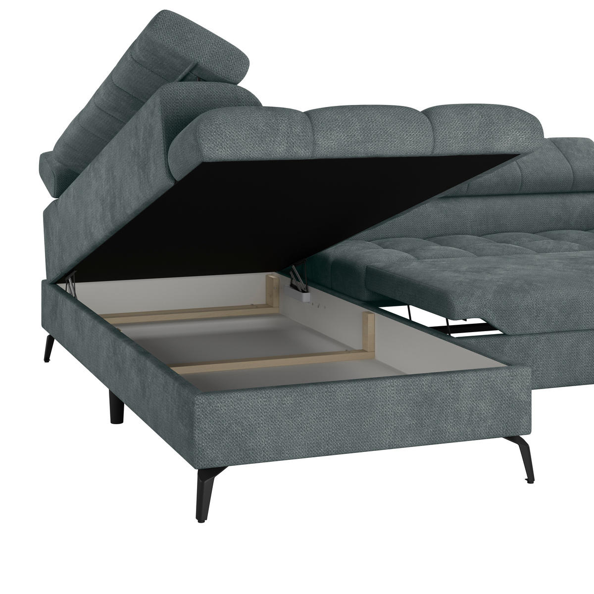 ECKSOFA in Grau  - Schwarz/Grau, Trend, Kunststoff/Textil (203/261cm) - Livetastic