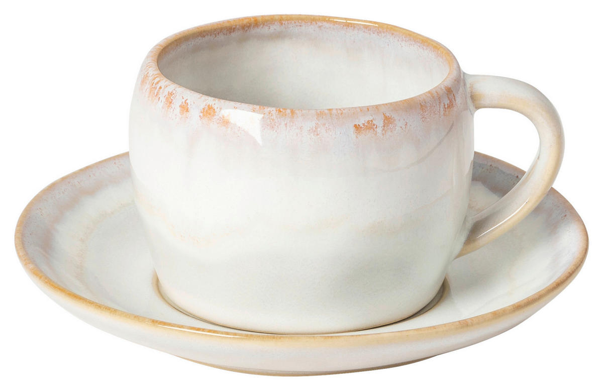 KAFFEETASSE MIT UNTERTASSE BRISA  - Weiß, Basics, Keramik (230ml) - Costa Nova