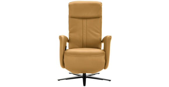 RELAXSESSEL in Leder Senfgelb - Senfgelb/Schwarz, Design, Leder/Metall (71/112/83cm) - Dieter Knoll