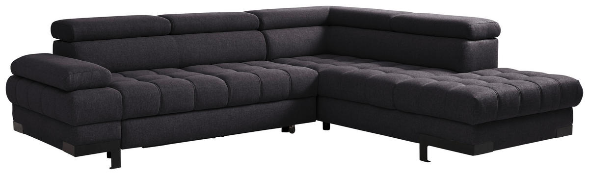 ECKSOFA in Webstoff Schwarz  - Schwarz, Design, Textil/Metall (263/223cm) - Welnova