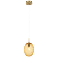 HÄNGELEUCHTE 15/120 cm    - Goldfarben/Schwarz, Basics, Glas/Textil (15/120cm) - Globo