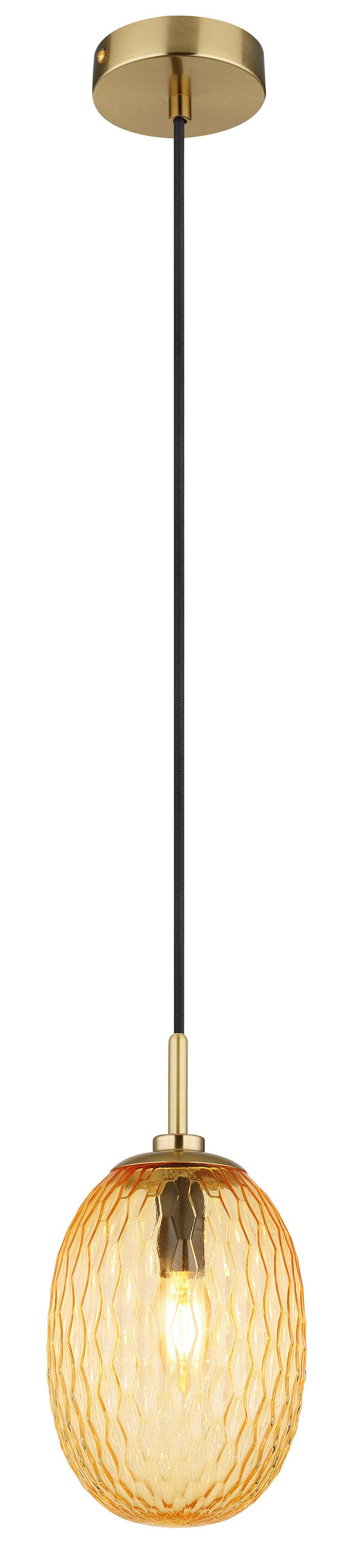 HÄNGELEUCHTE 15/120 cm    - Goldfarben/Schwarz, Basics, Glas/Textil (15/120cm) - Globo
