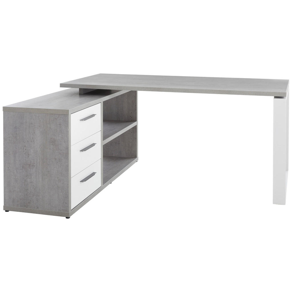 Carryhome ROHOVÝ PÍSACÍ STÔL, sivá, biela s vysokým leskom, 140/170/75 cm