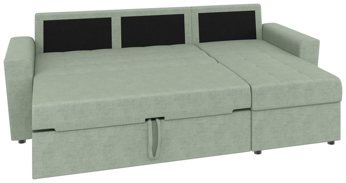 ECKSOFA TERMOLI in Jacquard Mintgrün  231/155 cm  - Schwarz/Mintgrün, Design, Kunststoff/Textil (231/155cm) - MID.YOU