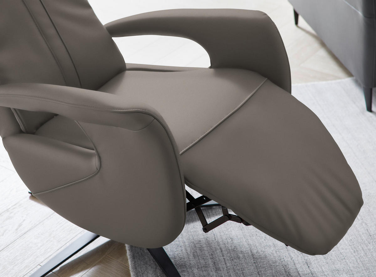 RELAXSESSEL in Leder Graubraun  - Graubraun/Schwarz, Design, Leder/Metall (71/112/83cm) - Dieter Knoll