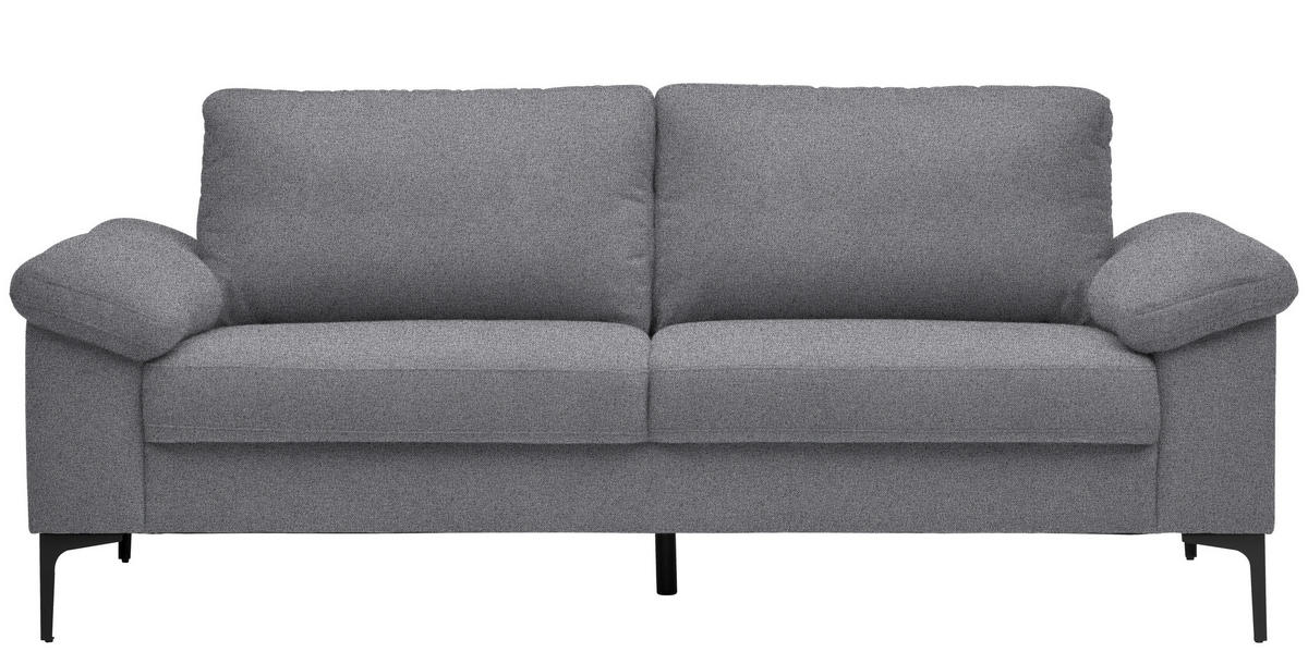 2,5-SITZER in Flachgewebe Grau  - Schwarz/Grau, Design, Textil/Metall (206/86/97cm) - Pure Home Lifestyle