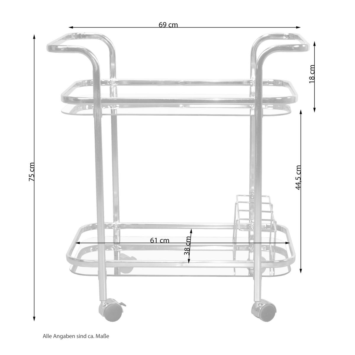 SERVIERWAGEN Messingfarben  - Messingfarben, Design, Glas/Kunststoff (44/69/75cm) - MID.YOU