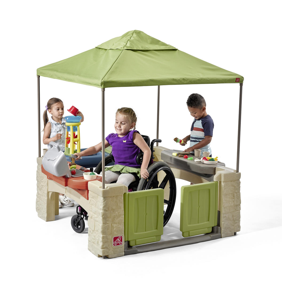 SPIELHAUS 132,8/152,4/137,16 cm SPIELHAUS PATIO 16-TLG.  - Blau/Greige, Basics, Kunststoff/Textil (132,8/152,4/137,16cm) - Ambia Garden