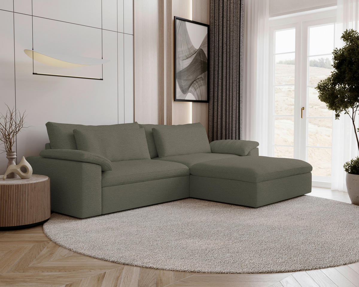 ECKSOFA Flachgewebe Grau  - Schwarz/Grau, Modern, Kunststoff/Textil (306/198cm) - Carryhome
