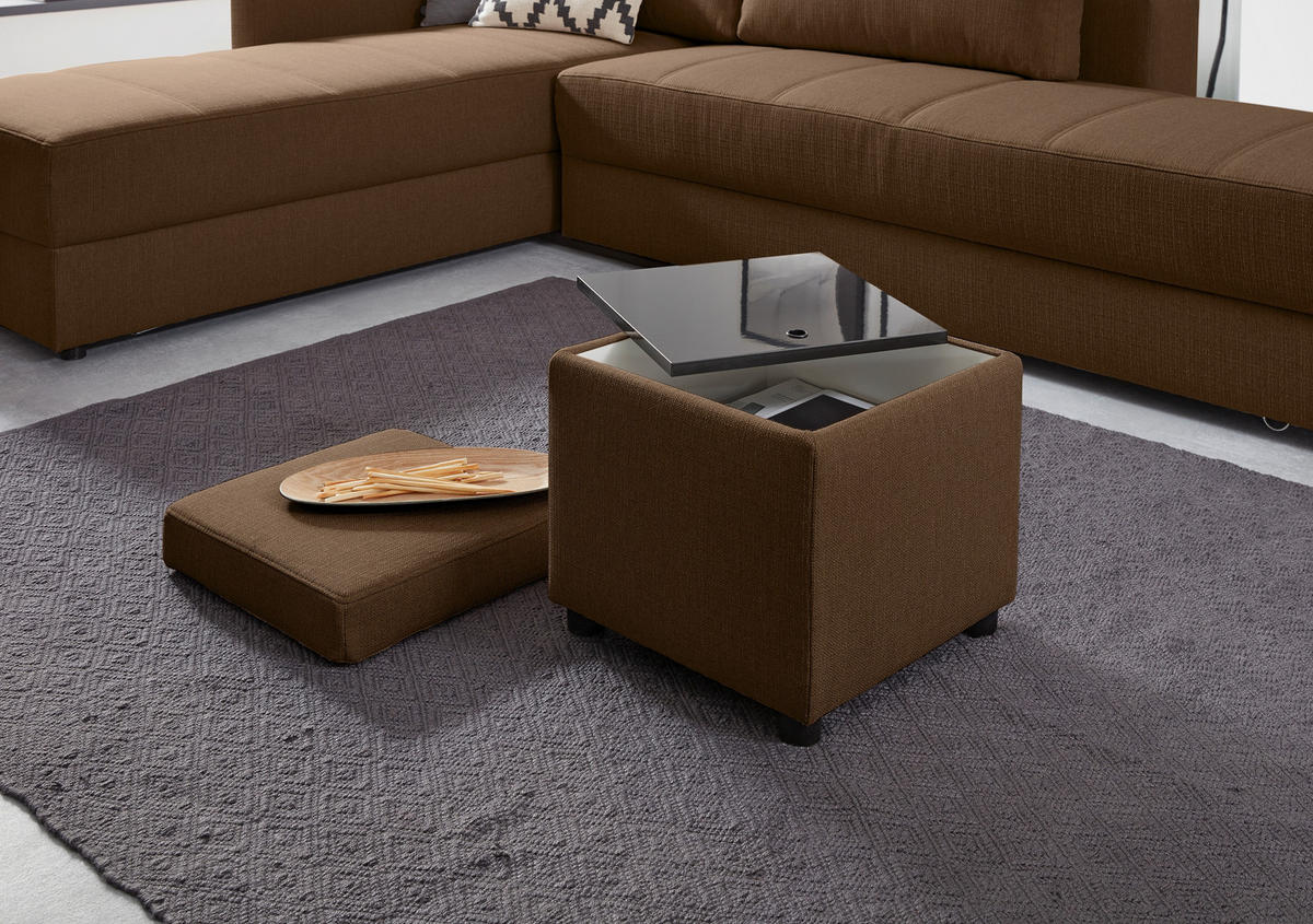 HOCKER Webstoff Dunkelbraun  - Dunkelbraun/Schwarz, Design, Kunststoff/Textil (45/47/45cm) - LOOKS by W.Joop
