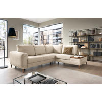 ECKSOFA in Webstoff Silberfarben  - Eschefarben/Silberfarben, Modern, Holz/Textil (260/90/204cm) - Trendmanufaktur
