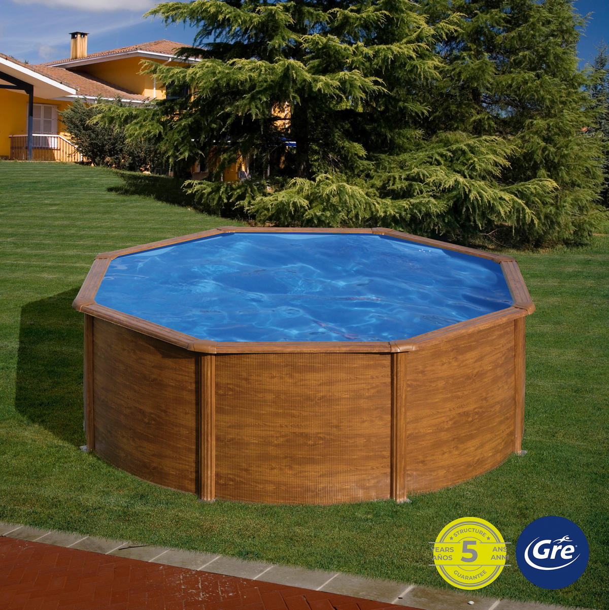 POOL-SET KIT300WQGRE 300/120 cm  - Kieferfarben, KONVENTIONELL, Metall (300/120cm) - Gre