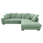 ECKSOFA Pastellgrün Cord Rückenkissen, Armlehnenkissen, Bettkasten, Schlaffunktion, Rücken echt, Liegefläche im Originalstoff  - Pastellgrün/Schwarz, KONVENTIONELL, Kunststoff/Textil (304/212cm) - Carryhome