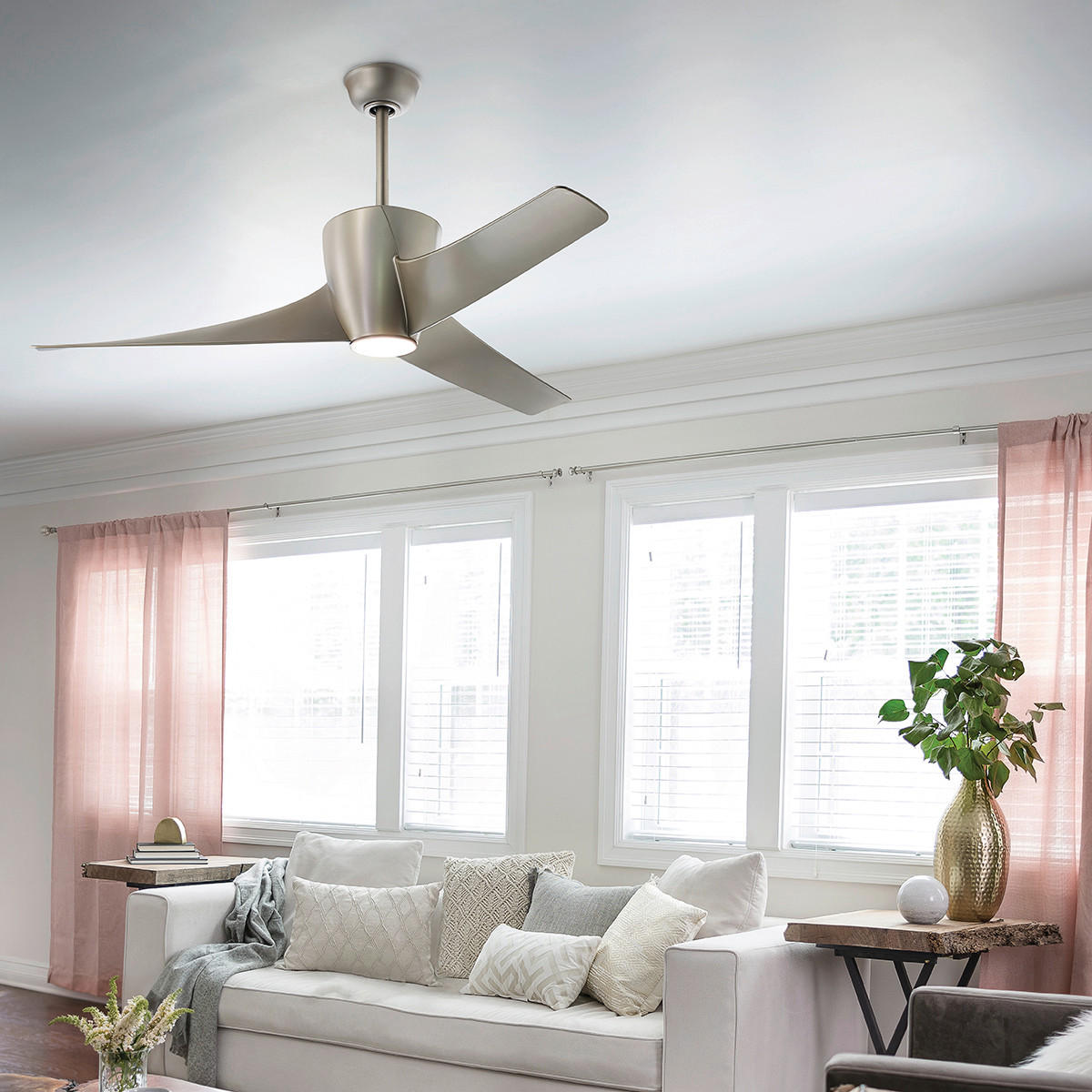 DECKENVENTILATOR  142/41 cm    - Nickelfarben, Design, Kunststoff/Metall (142/41cm) - Elstead Lighting