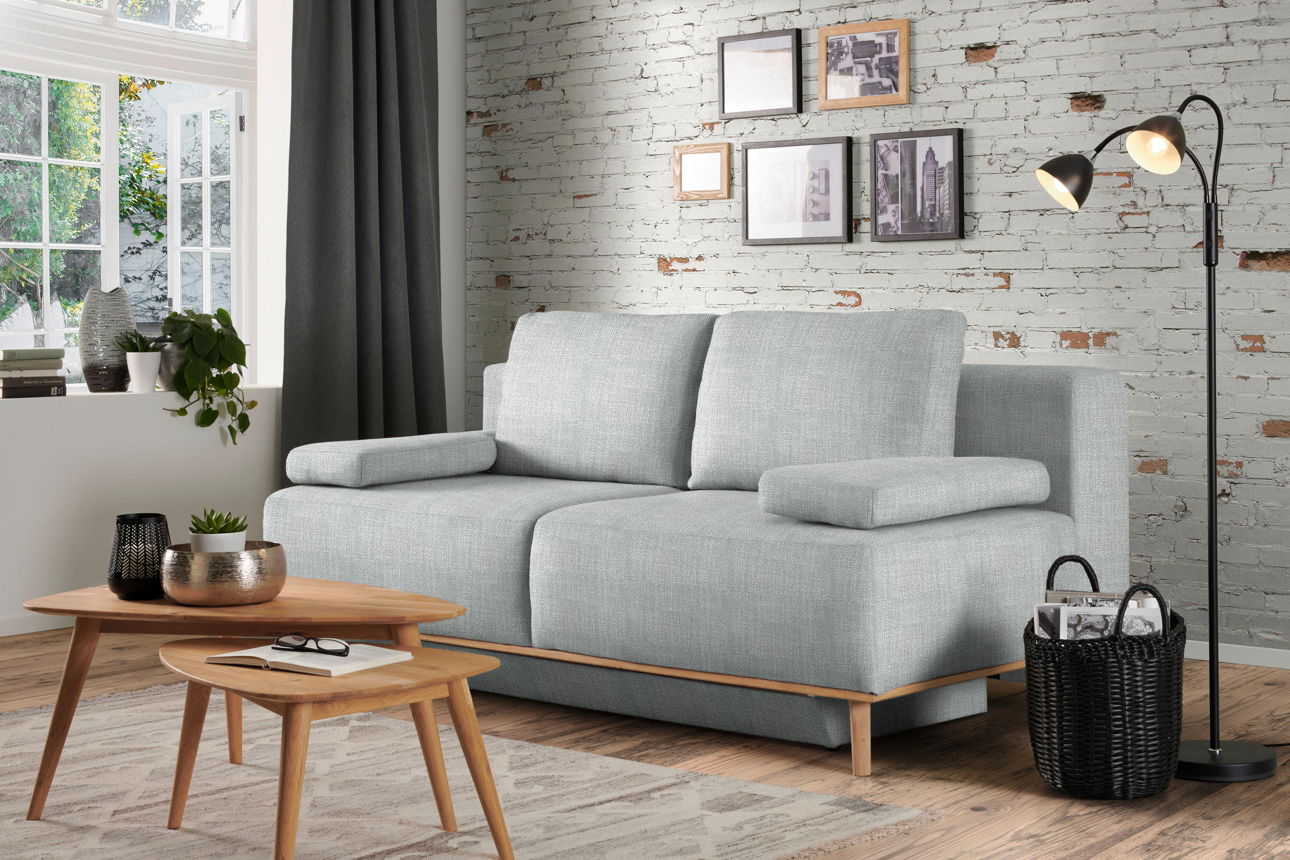BOXSPRINGSOFA in Grau  - Grau, Design, Holz/Textil (203/97/107cm) - Dieter Knoll
