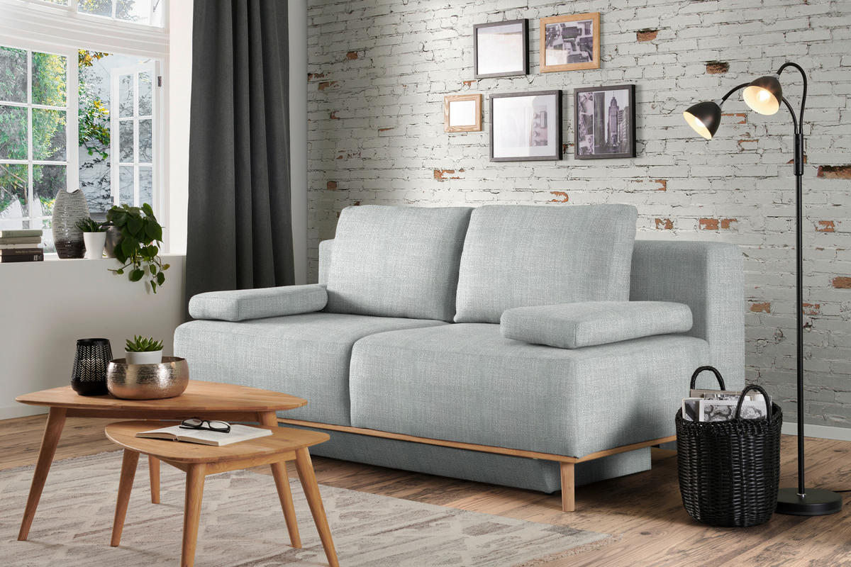BOXSPRINGSOFA  mit Stoffauswahl, Rücken echt Grau  - Grau, Design, Holz/Textil (203/97/107cm) - Dieter Knoll