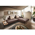 ECKSOFA in Echtleder Dunkelbraun  304/201 cm  - Dunkelbraun/Schwarz, Design, Leder/Metall (304/201cm) - Emilio Belluti