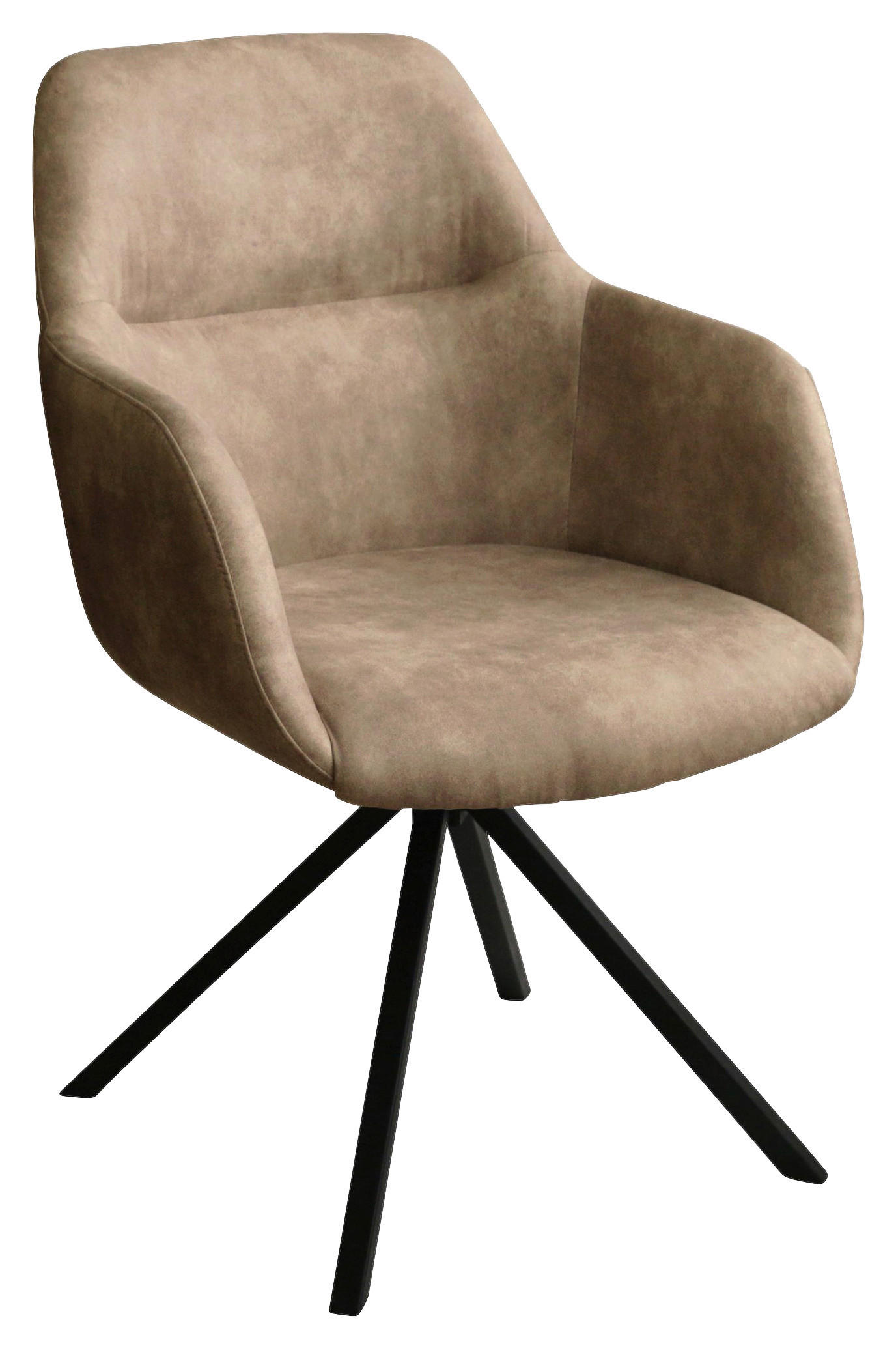 ARMLEHNSTUHL  in Stahl Flachgewebe  - Beige/Schwarz, Design, Textil/Metall (57/85,5/65cm) - Voleo