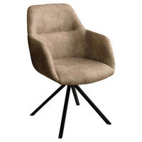 ARMLEHNSTUHL  in Stahl Flachgewebe  - Beige/Schwarz, Design, Textil/Metall (57/85,5/65cm) - Voleo
