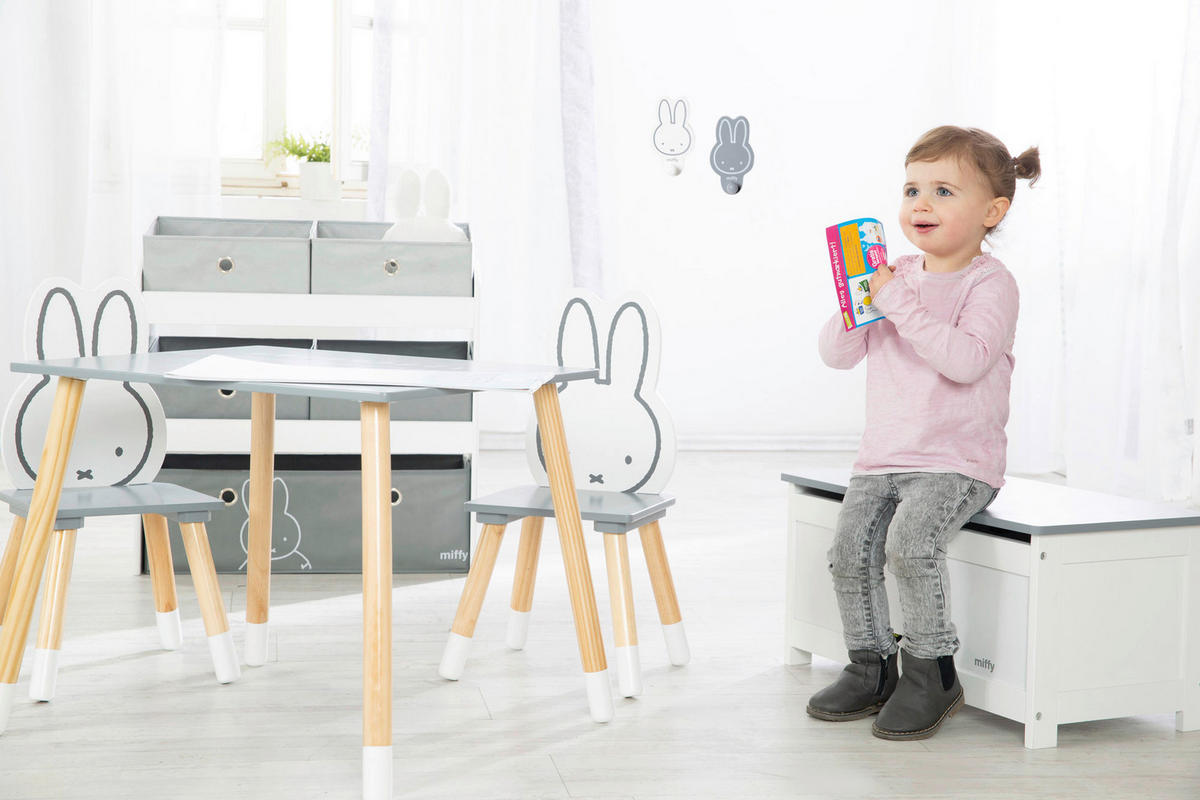 KINDERREGAL Miffy Grau, Weiß  - Weiß/Grau, Basics, Holzwerkstoff/Textil (63,5/67/29,5cm) - Roba